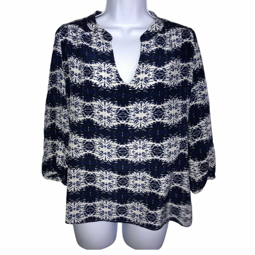 Amour Vert Abstract Lightweight Silk Blouse XS
